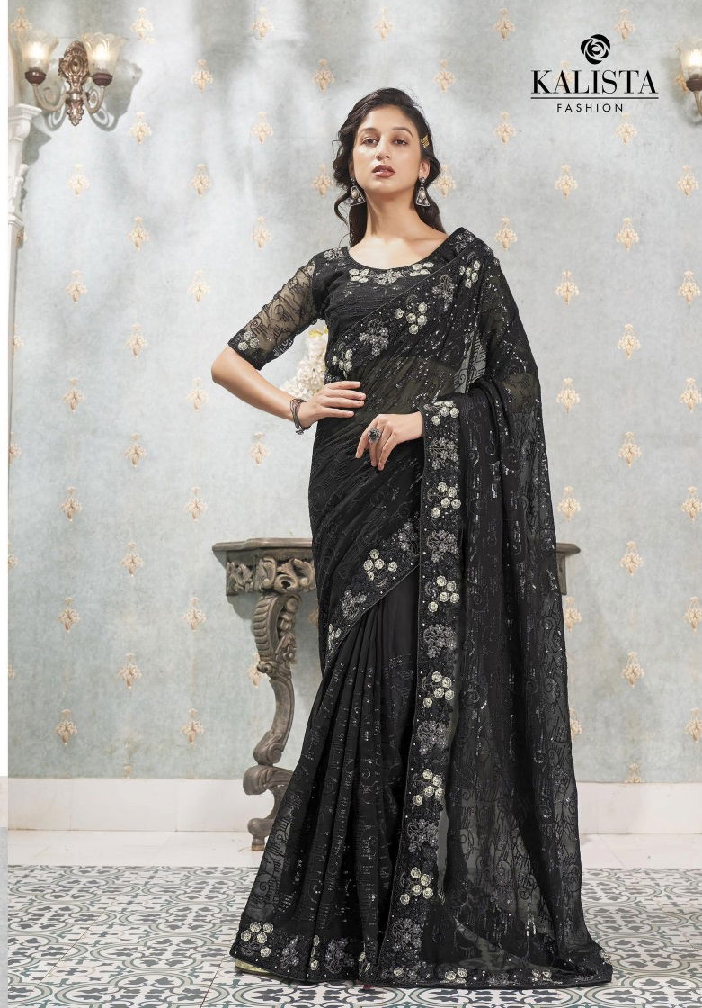Kalista Lime Sequence Worked Party Wear Sarees Catalog
